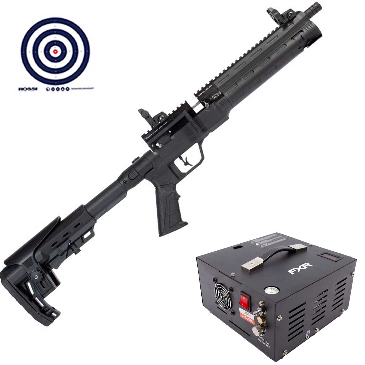 Carabina PCP Niksan TACTO-S 5.5mm + Compressor de Ar Portatil + Alvos