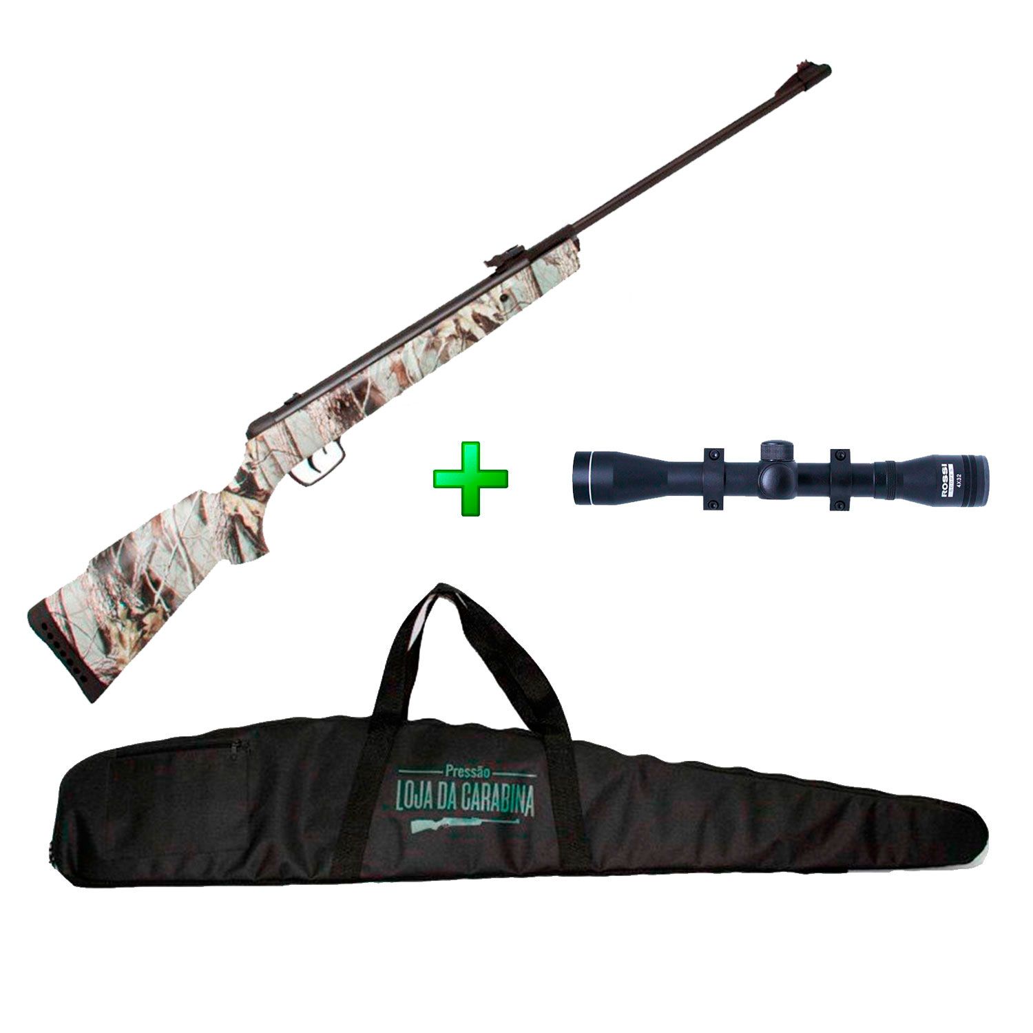 Carabina de Pressão Gamo Big Cat 1000 High Power Camuflada Nitro - 4.5mm + Luneta 4x32 + Capa