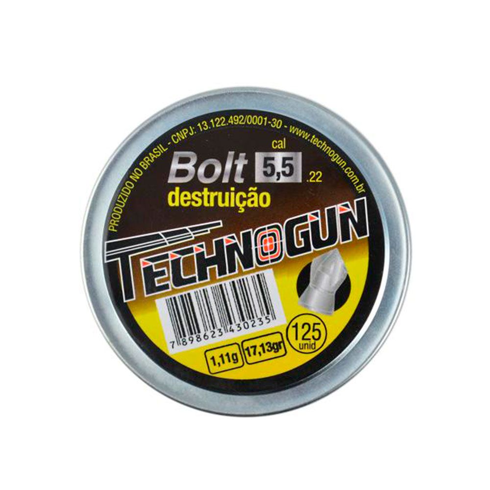 Chumbinho Technogun Bolt - 5,5mm - 125 Unidades