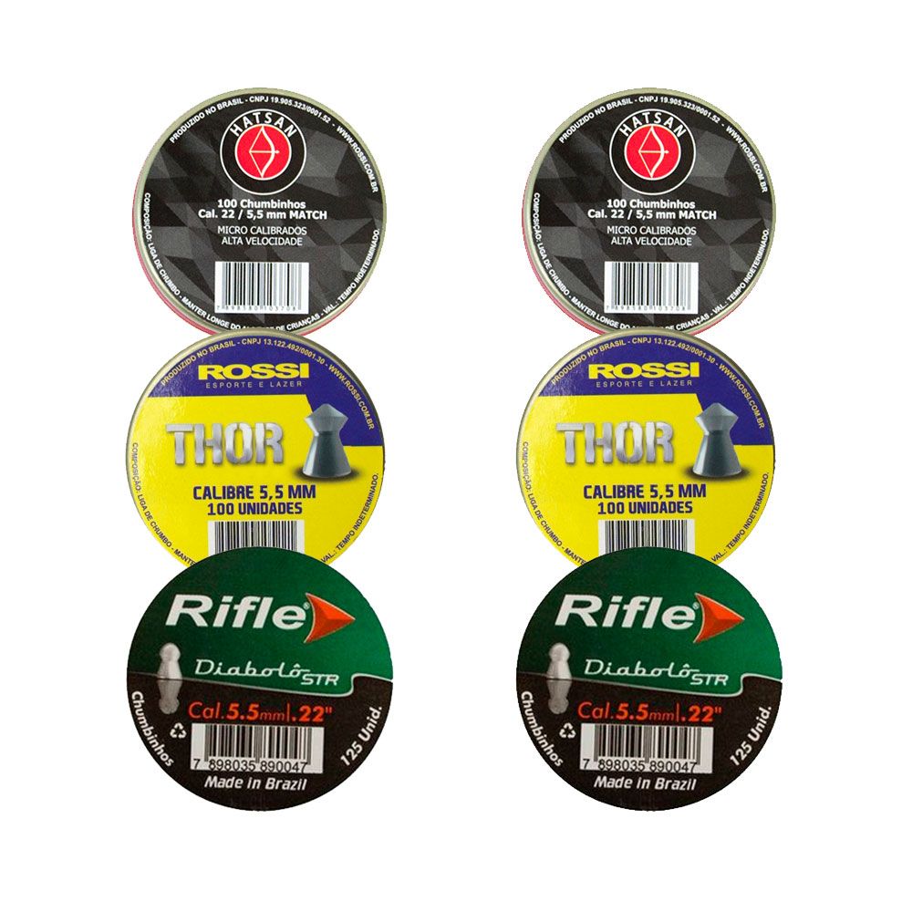 Kit 6 Latas de Chumbinhos Standart - 5,5mm - 650 chumbos