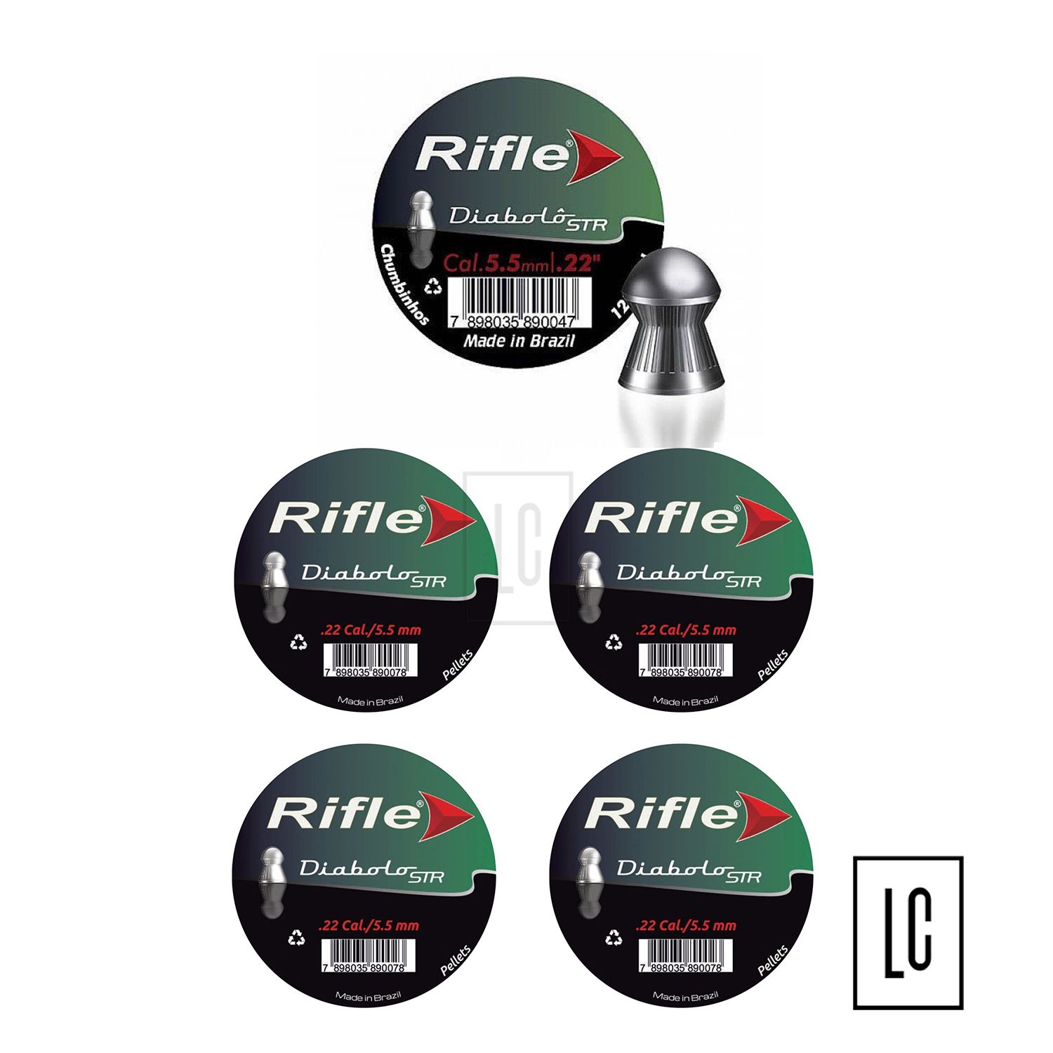 Kit Chumbinhos Rifle Diabolô STR 5,5mm 125 Unidades - 5 Latas