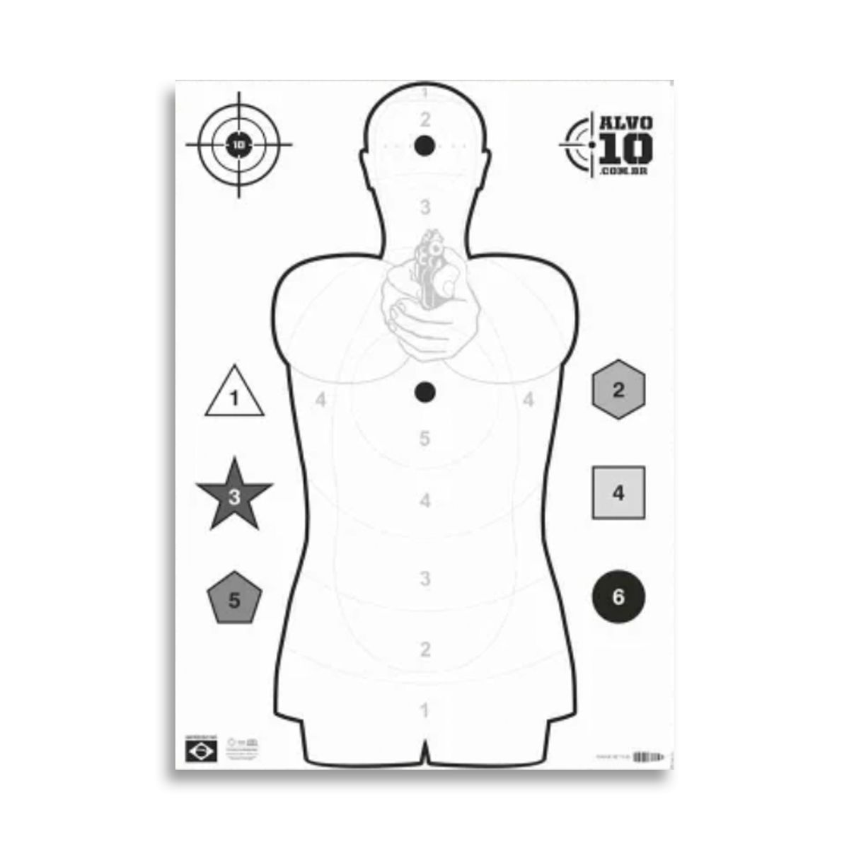 Alvo Silhueta Humanoide Branca Qi 49x67 cm