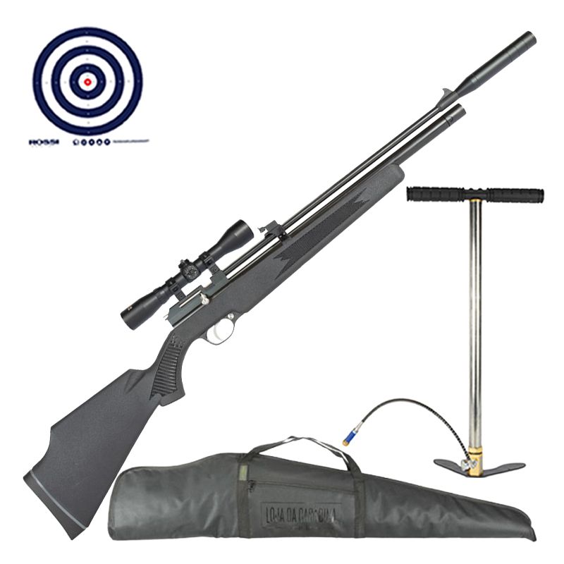 Carabina PCP Artemis PR900S G2 5.5mm + Luneta 4x32 Rossi 11mm + Bomba Manual FXR + Capa + Alvos