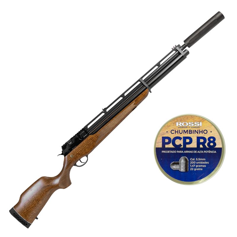 Carabina PCP R8 Rossi 5.5mm + Supressor e Chumbinho