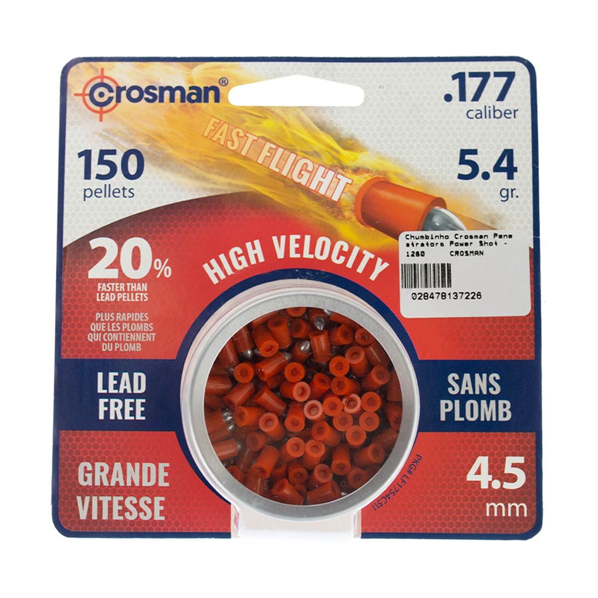 Chumbinho Crosman Fast Flight Penetrators Power Shot 4,5mm - 150 Unidades