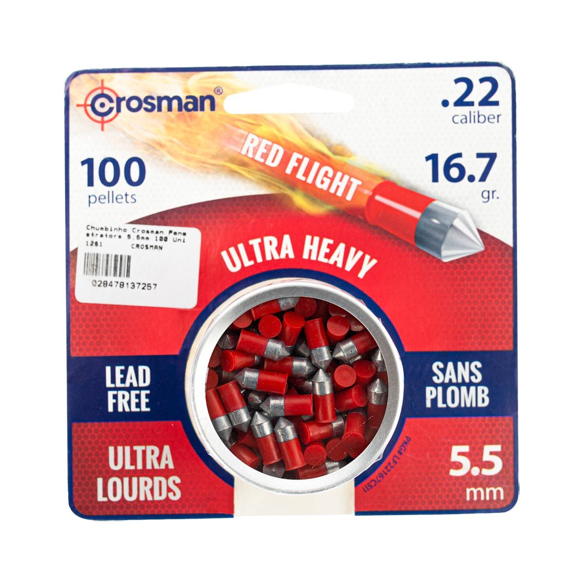 Chumbinho Crosman Penetrators Red Flight 5,5mm 100 Unidades