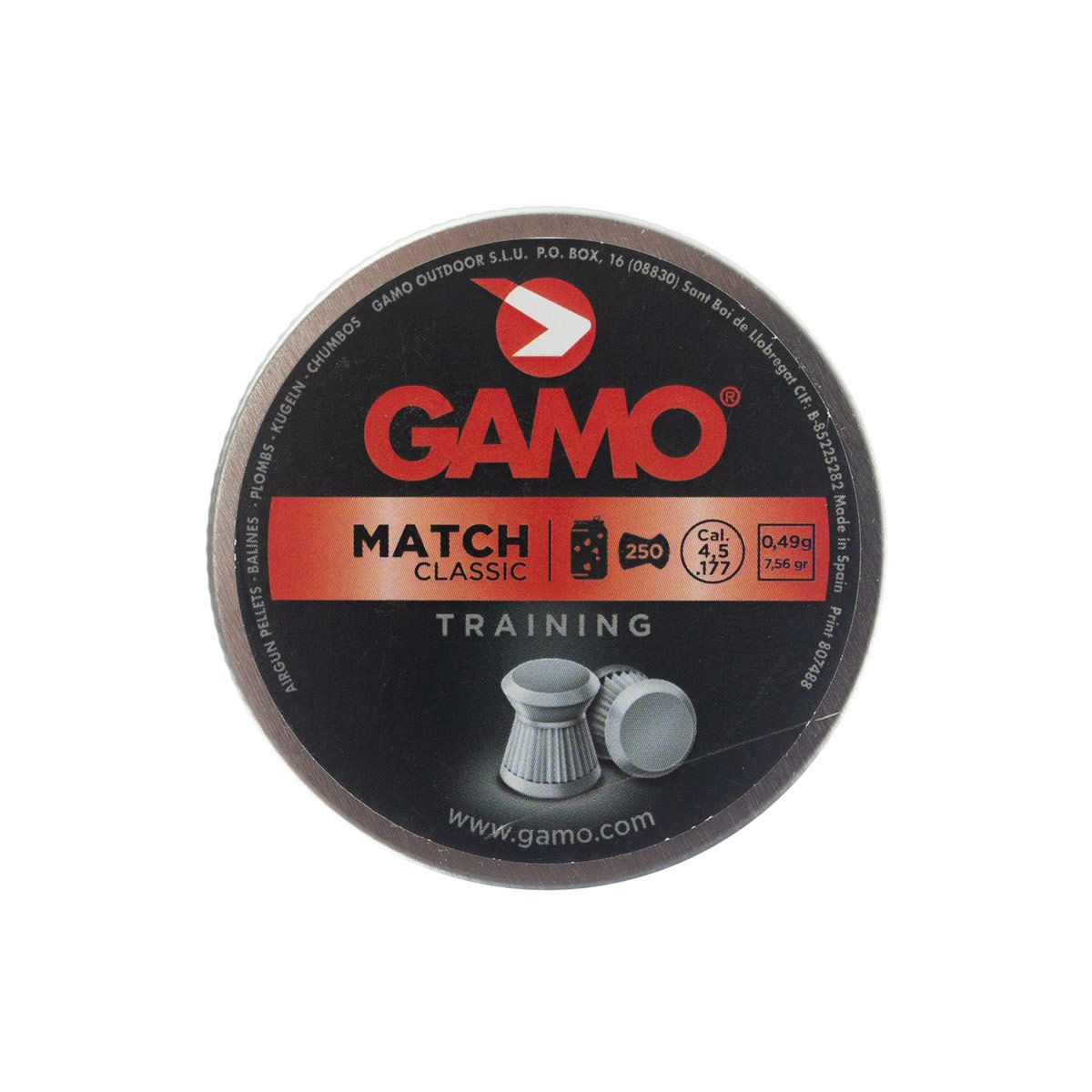 Chumbinho Gamo Match - 4,5mm - 250 Unidades