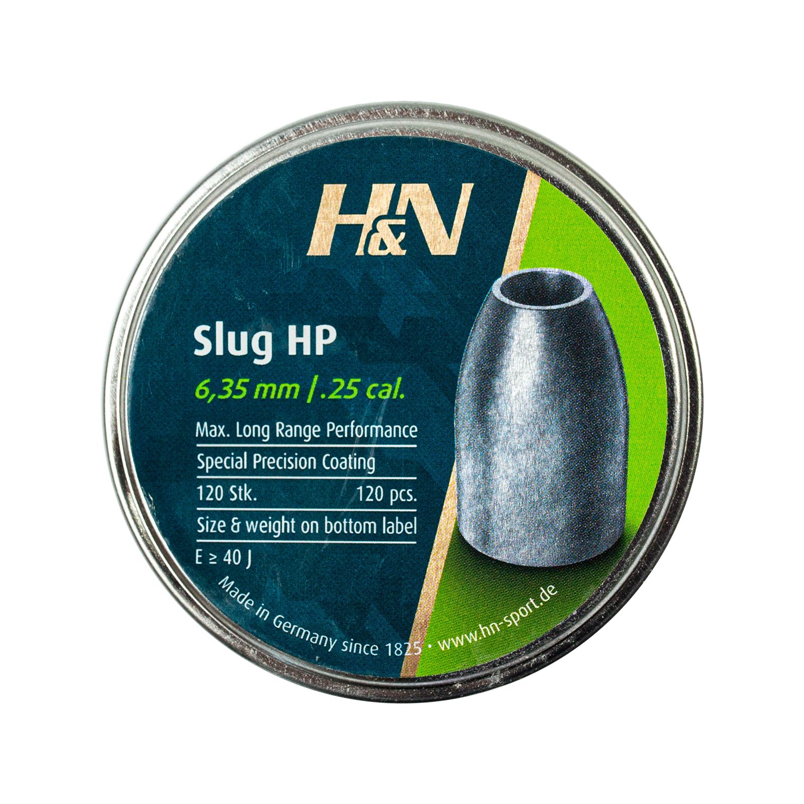 Chumbinho H&N Slug HP II 250 28gr 6.35mm 120 Unidades