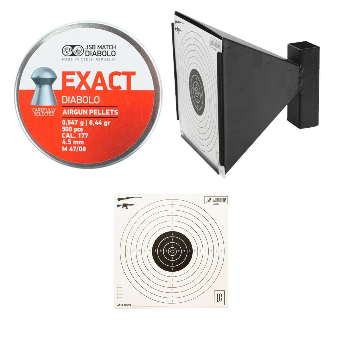 Chumbinho JSB Exact Diabolo 4.5mm 500 Un + Alvo Coletor + Alvo