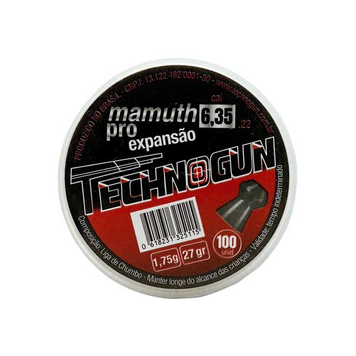 Chumbinho Technogun Mamuth Pro 6.35mm 100Un