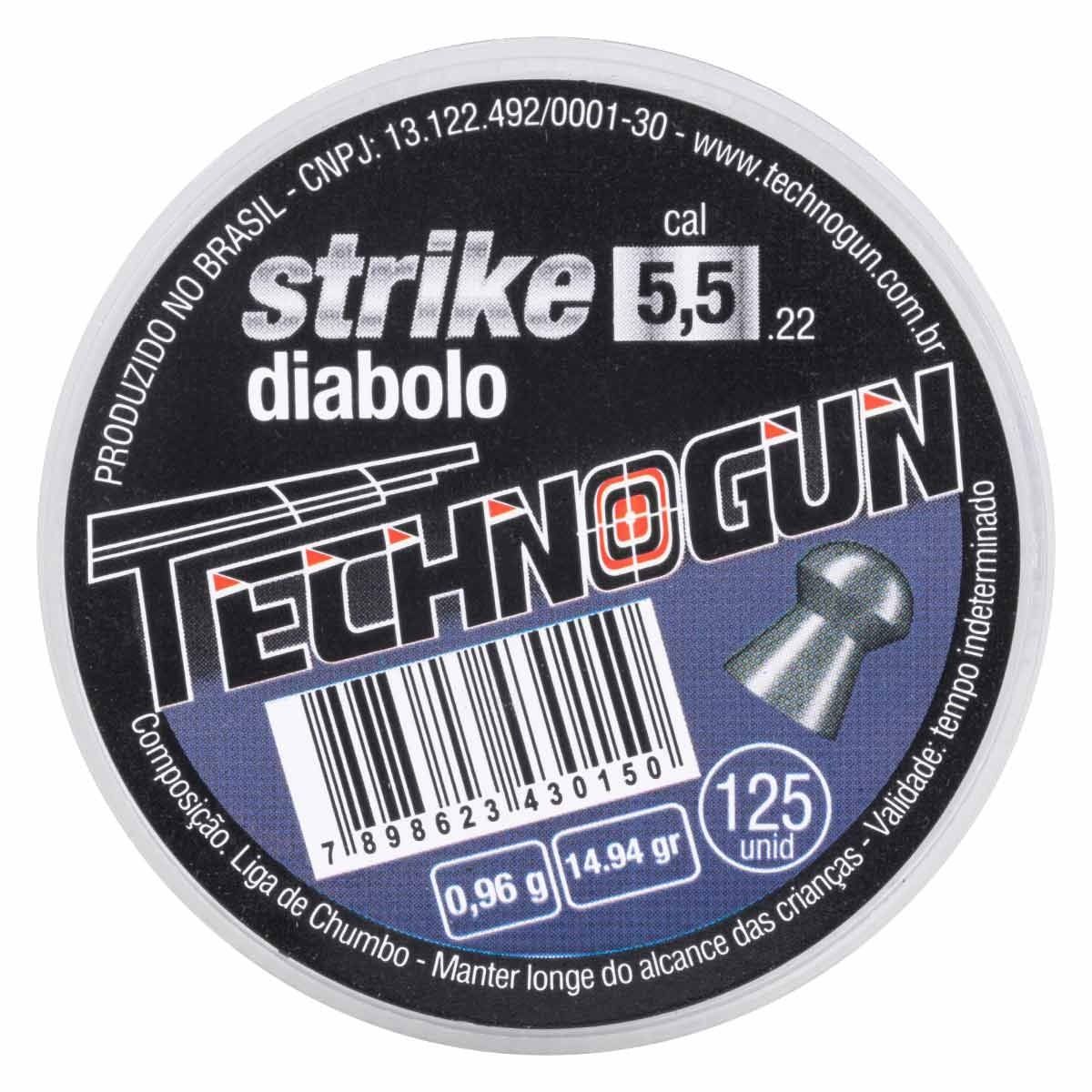 Chumbinho Technogun Strike Diabolô 5.5mm 125 Un 14,94gr