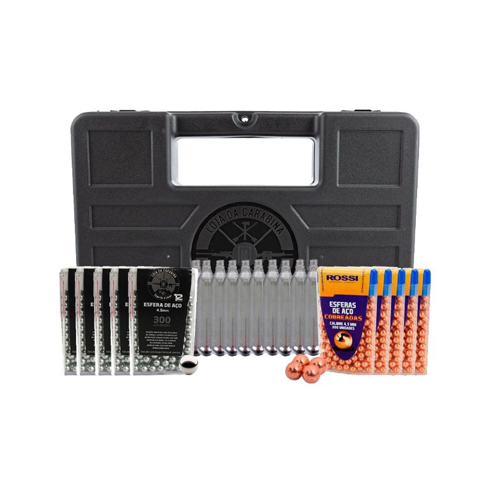 Esferas de Aço + Cilindros Co2 e Maleta Rígida - Kit Recarga
