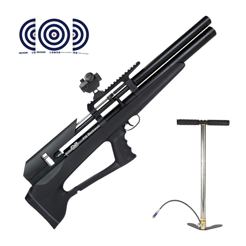 Carabina PCP Artemis P35 Bullpup Blackened 5.5mm + Bomba Manual 300 Bar + Red Dot T4 1x22 + Alvos