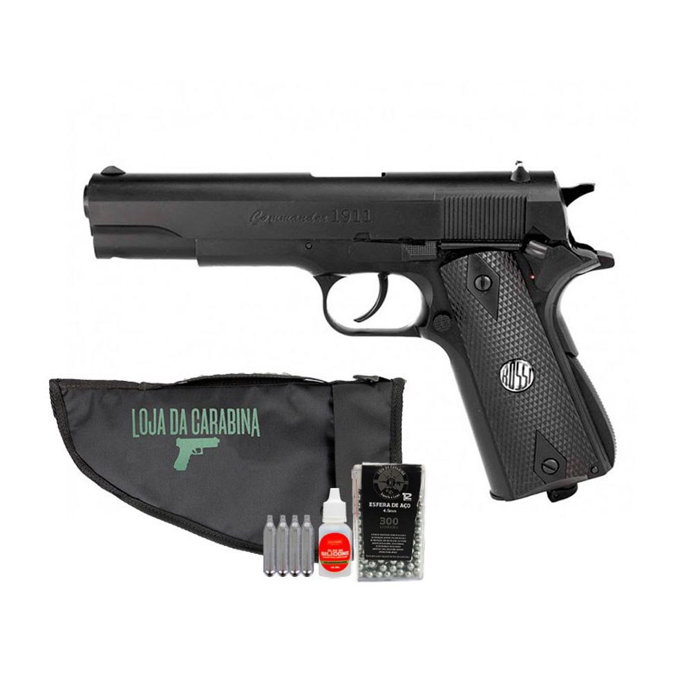 Pistola de Pressão Co2 1911 Commander Wingun + Kit