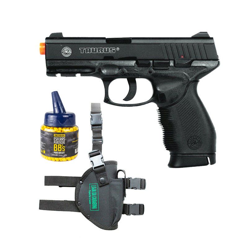Pistola Airsoft 24/7 + Coldre Perna LC e BBs 0.12g