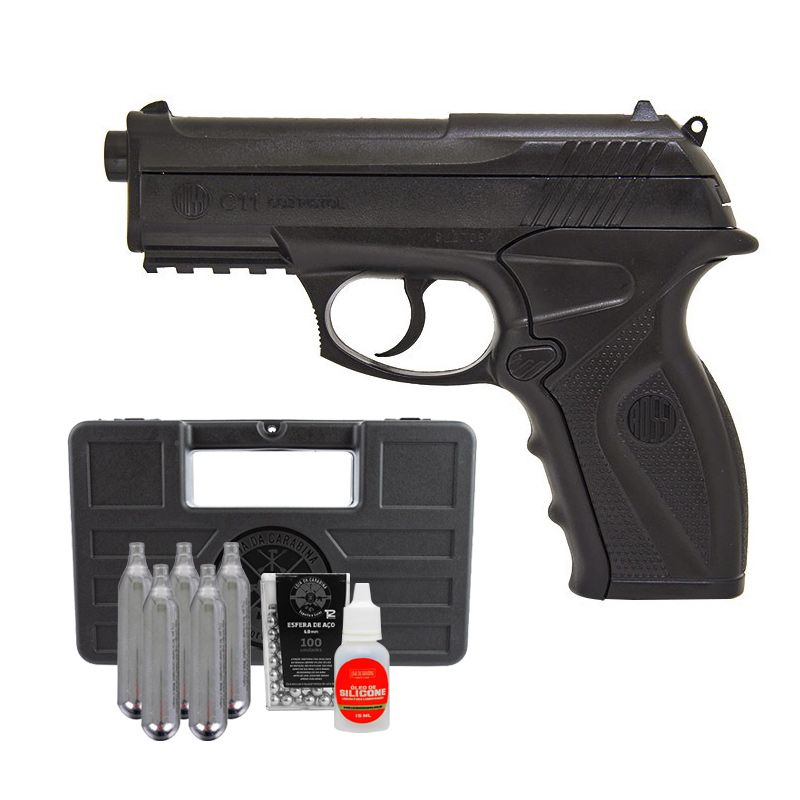 Pistola CO2 R11 (C11) Rossi 6mm + Esferas de Aço + CO2 + Maleta + Óleo