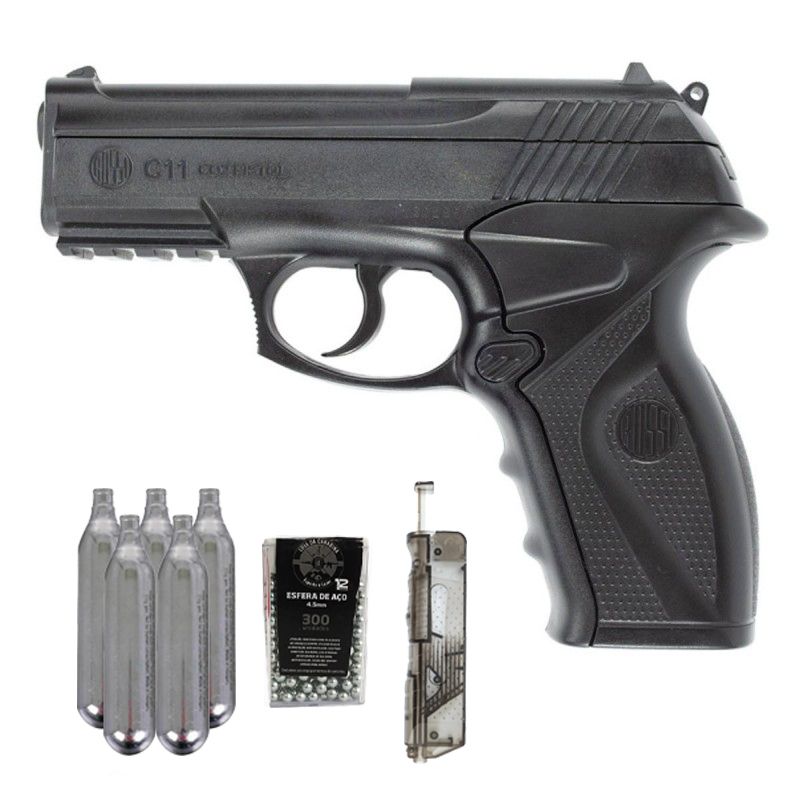 Pistola CO2 Rossi R11 (C11) 4.5mm + Speedloader 4.5mm + Esfera de Aço + CO2