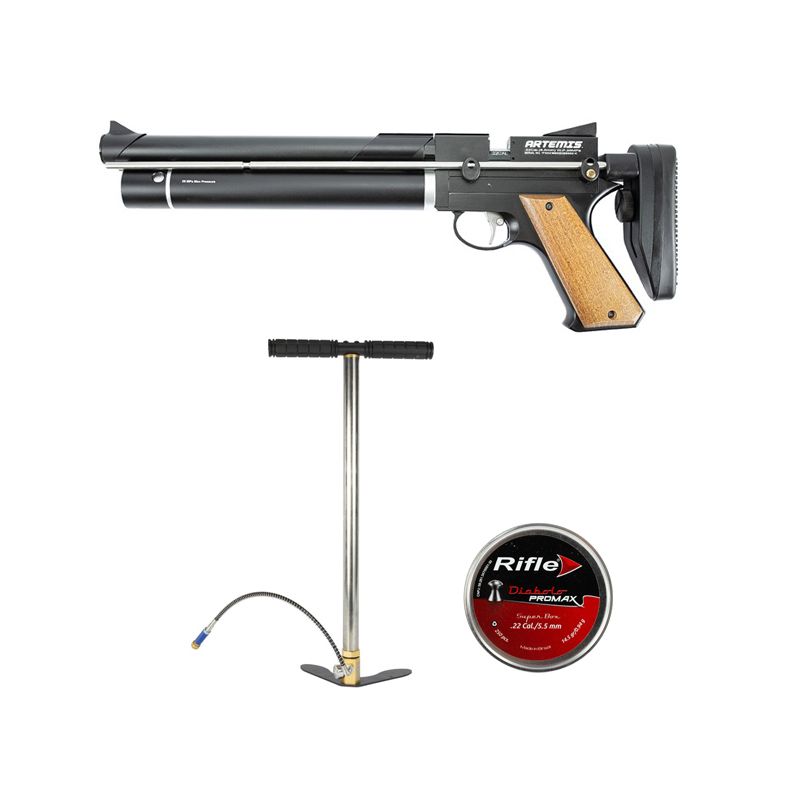 Pistola PCP Artemis PP750 Stocker 5.5mm + Bomba Manual + Chumbinho