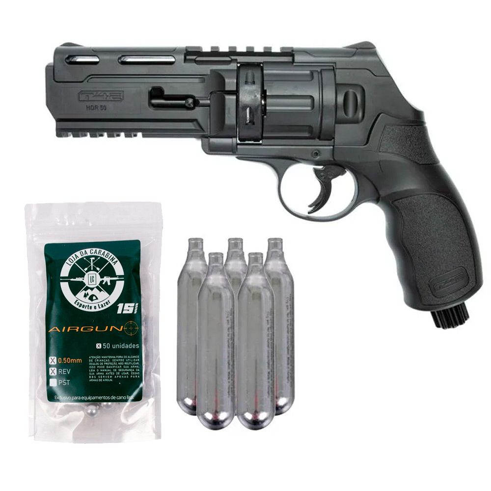 Revólver Co2 T4E HDR TR Umarex .50 + Esferas de Alumínio .50 + CO2