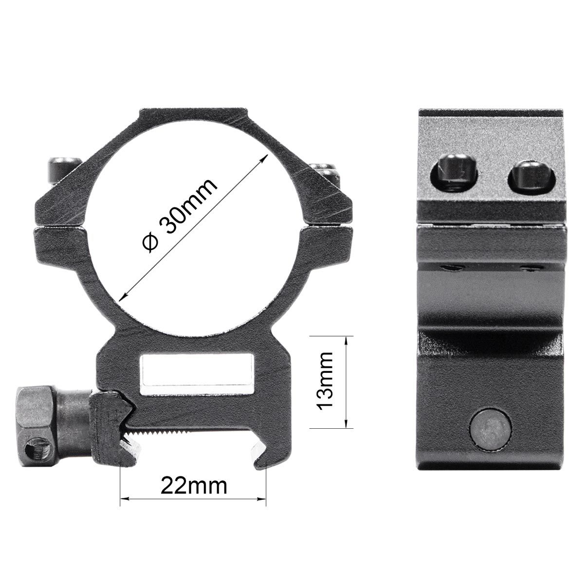 Mount Luneta T-Eagle Médio Tubo 30mm trilho 22mm Alumínio