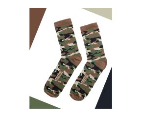 Meia Cano Medio Camuflada e Marrom Army 39-43