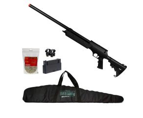 Rifle Airsoft Sniper Well MB06A + Magazine extra + Suporte + Esferas 0,36 + Capa
