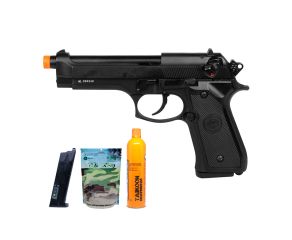 Pistola Airsoft Beretta M92 GBB Double Bell + Magazine Extra + Green Gás + BBs 0.20g + Alvos