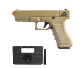 Pistola Airsoft Glock CM030 6mm Tan + Maleta + Bateria + Carregador + Speedloader