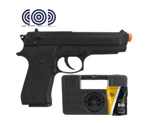 Pistola de Airsoft Beretta M92 6mm KWC + Airsoft BBs 0 12 Rossi + Maleta + Alvos