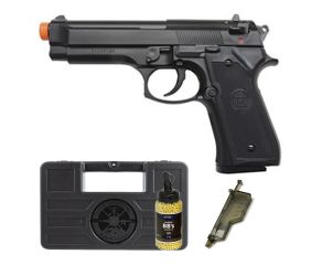 Pistola de Airsoft M92 - 6mm + Maleta + Speedloader + Munição