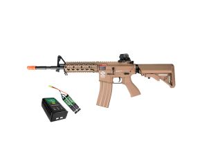 Airsoft G&G CM16 Raider L Tan + Kit Bateria Lipo e Carregador QGK