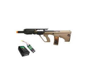 Airsoft AUG A3 Full Ris Evo Arms + Kit Bateria Lipo e Carregador QGK