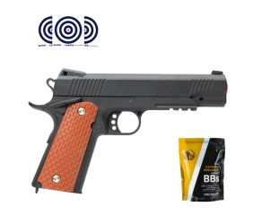 Pistola Airsoft Spring Vigor 1911 V13 Full Metal 6mm + Airsoft BBs 0 12 Rossi + Alvos