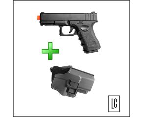 Pistola-de-Airsoft-G15+ Full Metal-6mm-coldre-Rigído-Galaxy-Loja-da-Carabina