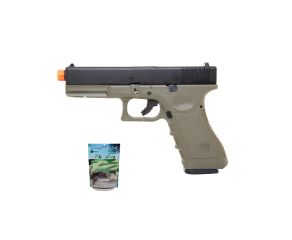 Pistola Airsoft GBB Glock R17 Verde BlowBack com Pacote de Bbs 0,20g