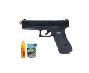 Pistola Airsoft GBB Glock R17 5 BlowBack com Pacote de Bbs 0,20g e Cilindro de Gás