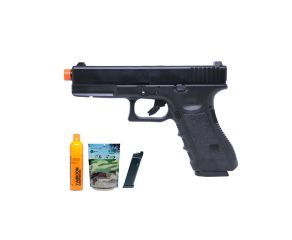 Pistola Airsoft GBB Glock R17 5 BlowBack + Magazine Extra + Green Gás + BB's 0.20g + Alvo