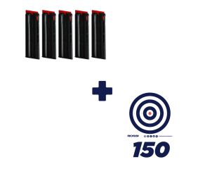 5 Carregadores Rifle CBC 7022 + 150 alvos 14x14cm