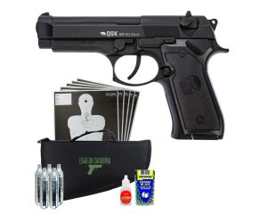 Pistola de Pressão Beretta 92 AG Full Metal GNB + Esfera de Aço Rossi + CO2 + Capa