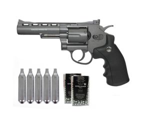 Revolver de Pressão Rossi 4" Co2 4.5mm + Cilindro Co2 12g + Esfera de aço 4.5mm