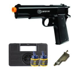 Pistola de Airsoft Colt M1911 A1 - 6mm + Maleta + Speedloader + Munição