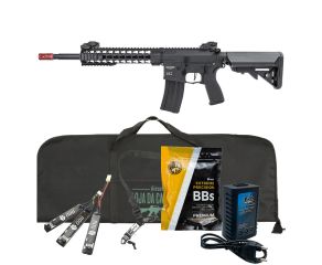 Airsoft AR15 Neptune Keymod 10" + Capa + Bateria Lipo + Carregador + Bandoleira + BBs