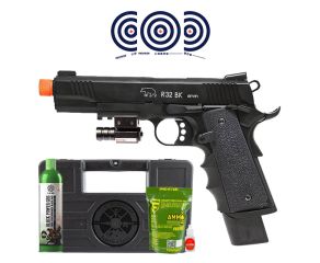 Airsoft GBB 1911 M.E.U R32 NightStorm Full Metal Army + Maleta LC + Green Gas + BBs + Oleo + Alvos