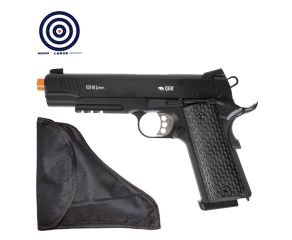 Airsoft GBB M1911 R28 Warrior Full Metal BlowBack Army + Coldre para Pistola e Revólver + Alvos
