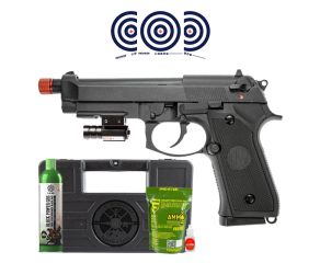 Airsoft GBB Rossi Beretta M92 Full Metal Full Auto + Maleta + Green Gas + Laser + BBs + Oleo + Alvos