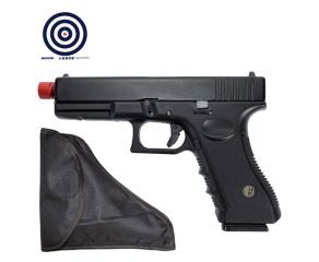 Airsoft GBB Rossi Glock V17 BlowBack 6mm + Coldre para Pistola e Revólver + Alvos
