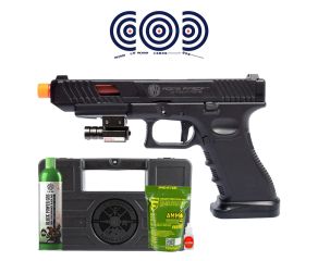 Airsoft Rossi Glock G34 Combat Master GBB + Maleta LC + Green Gas + Mira Laser + BBs + Oleo + Alvos