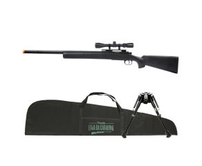 Airsoft Sniper M24 Storm Rossi + Luneta 3-9x40 Thunder Outdoors + Capa LC + Bipe Harris