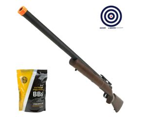 Airsoft Rossi M24 Storm Wood + BBs 0.30g + Alvos