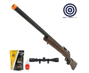 Airsoft Rossi M24 Storm Wood + Luneta + BBs 0.30g + Oleo + Alvos